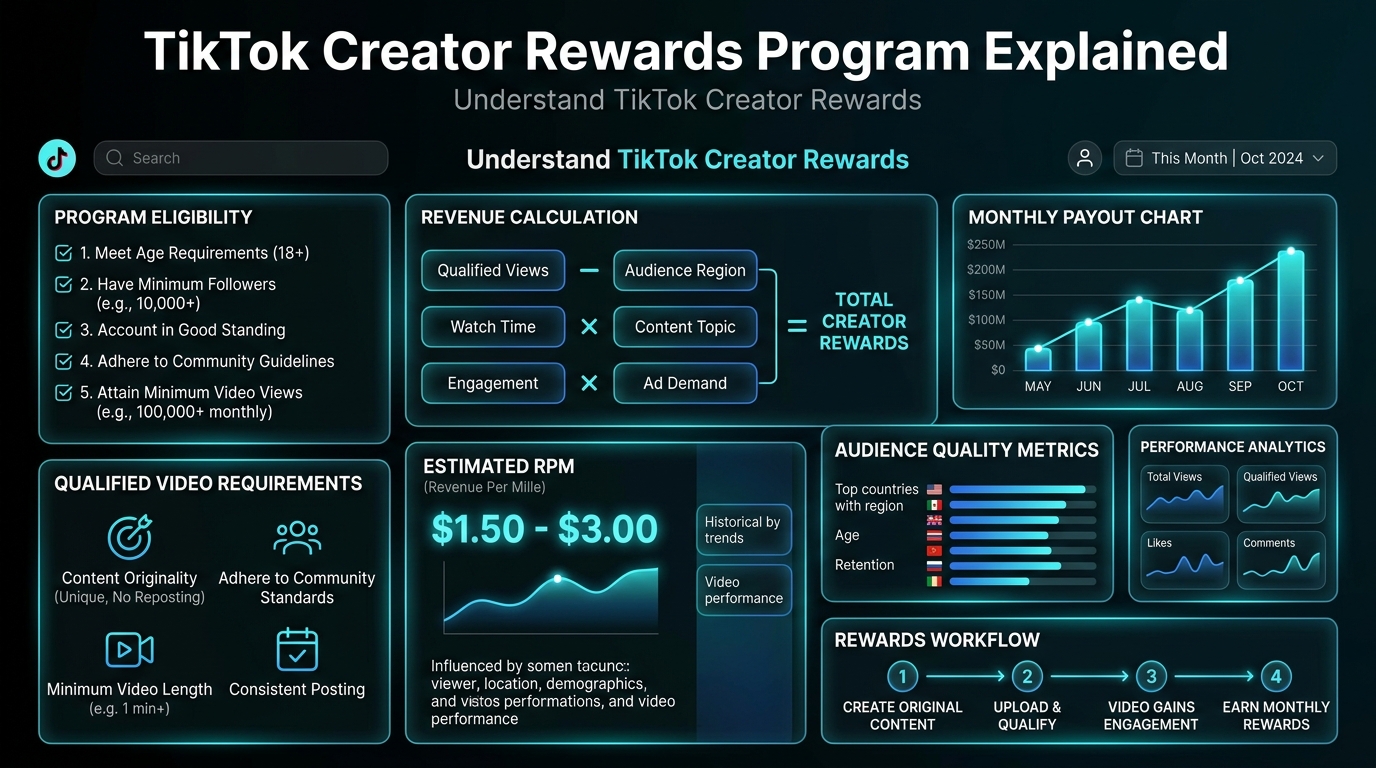 A visual explaining the transition from the old Creator Fund to the new TikTok Creator Rewards Program