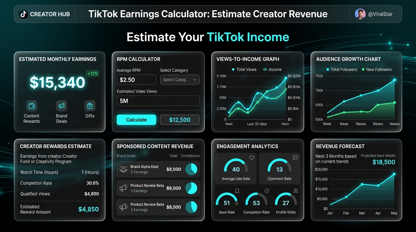 A 3D TikTok logo integrated with a financial calculator.