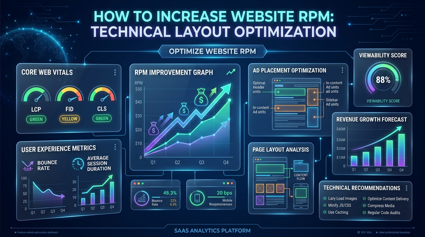 A wireframe breakdown of a highly optimized blog layout designed for maximum ad revenue.