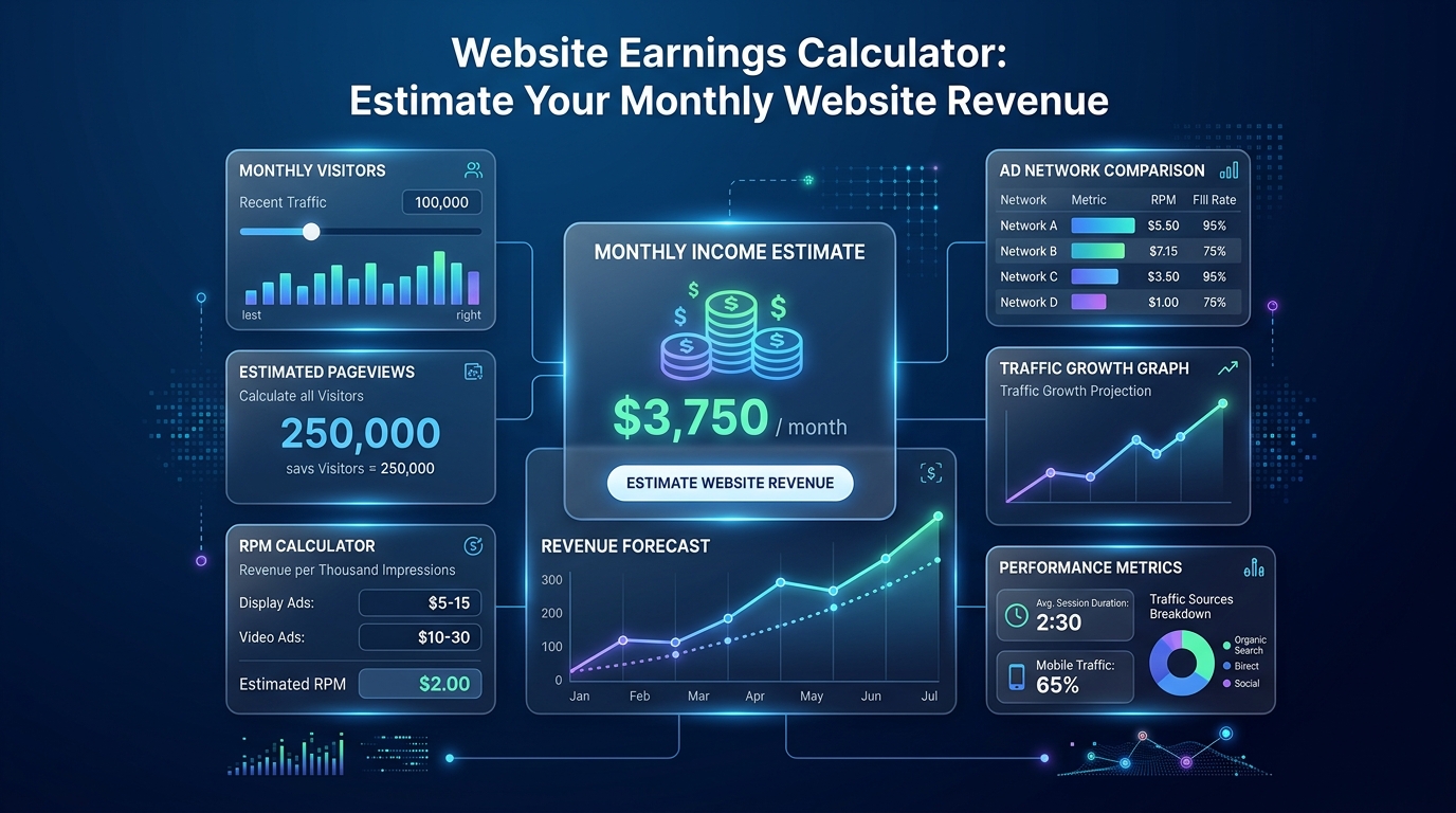 A digital milestone graphic showing a website reaching 10,000 visitors and analyzing income.