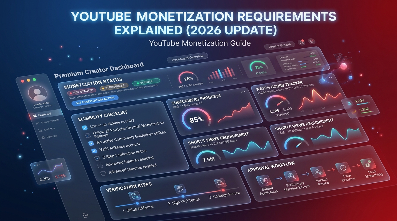 A digital dashboard showing a channel passing the 1000 subscriber and 4000 watch hours mark.