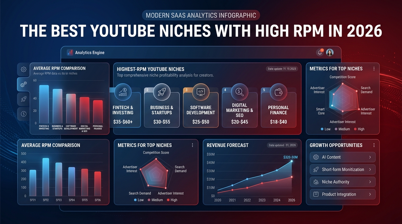 A ranked leaderboard of the most profitable website niches by AdSense RPM.